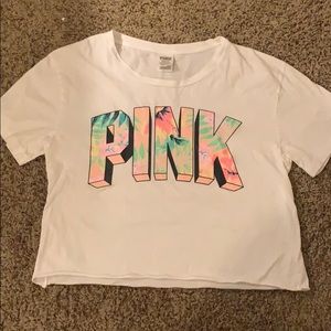 PINK tropical cropped tee!!! so cute!!!